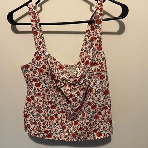 Floral Red and White Women's Top